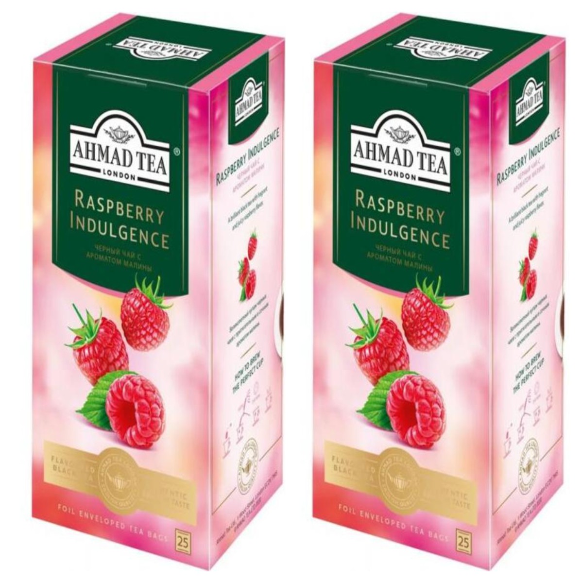 

Чай черный Ahmad Tea с малиной, 25 пакетиков х 2 шт, с малиной