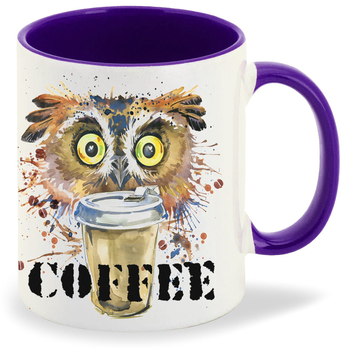 

Кружка CoolPodarok Краски Сова с кофе Cofee