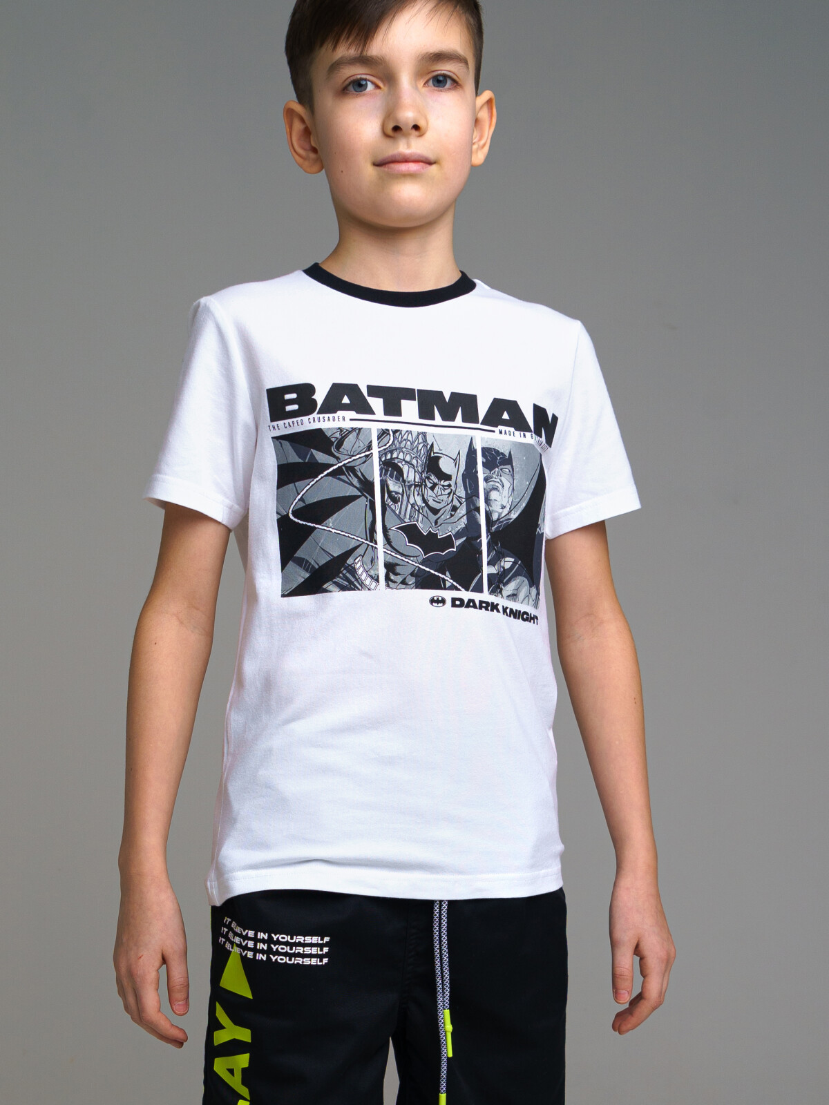 

Футболка детская PlayToday 12331101, цвет белый, черный, размер 176, 12331101