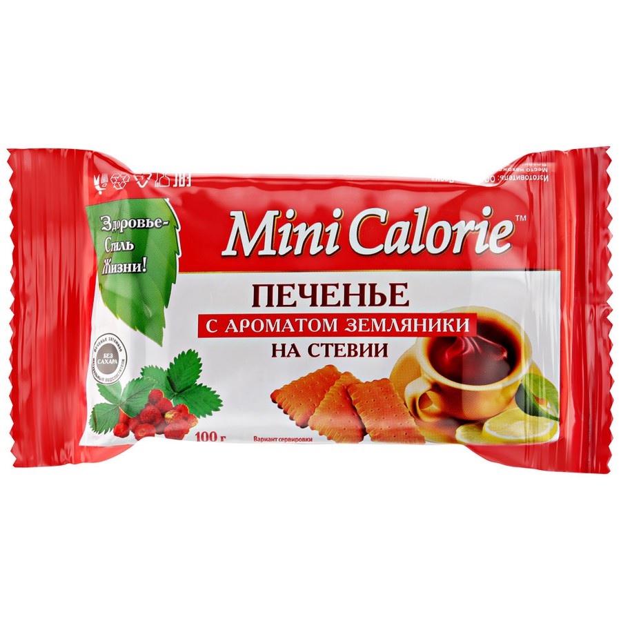 Печенье Mini Calorie ДиетПром земляничное на стевии, 100 г х 6 шт