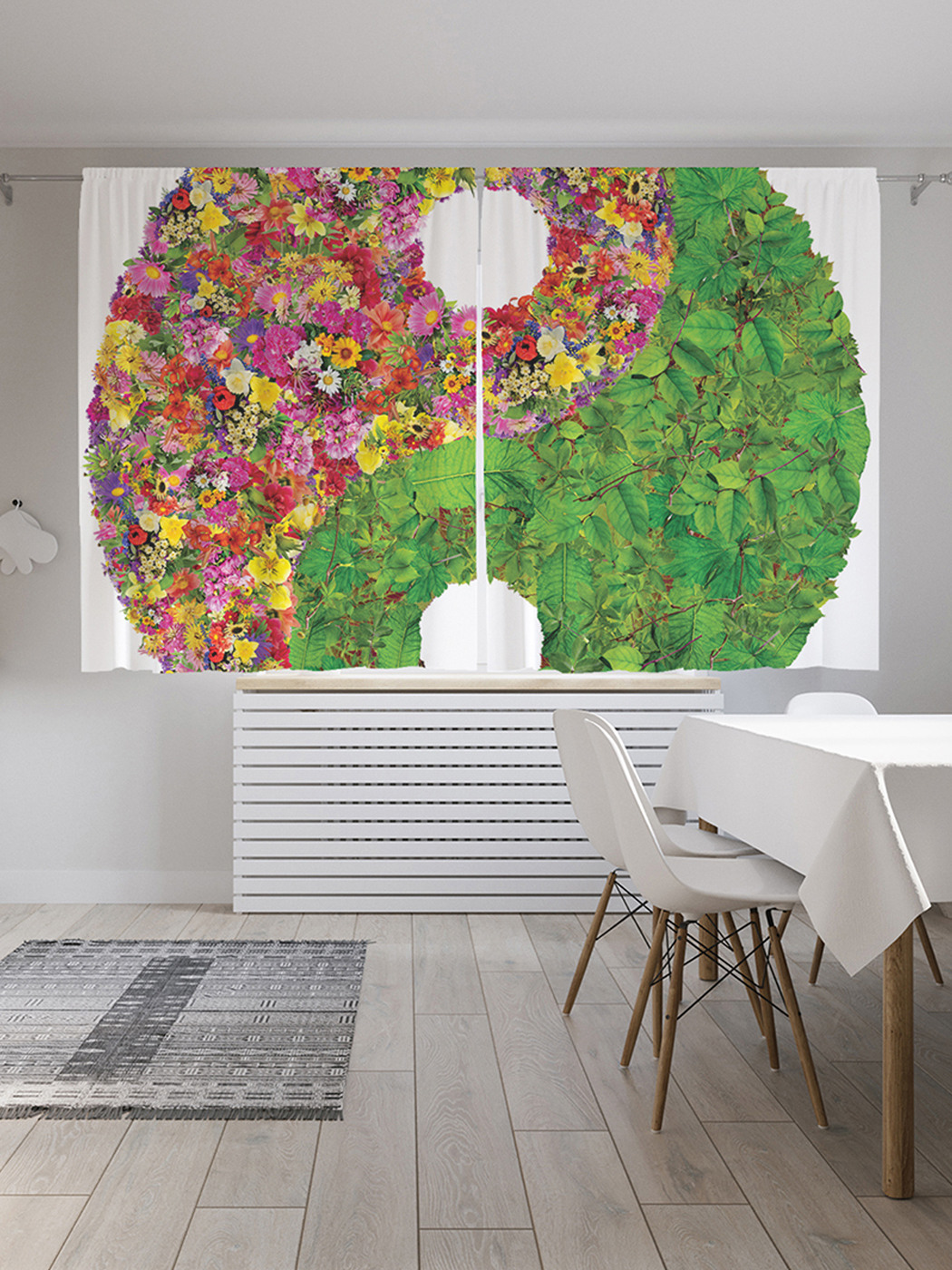 

Шторы с фотопечатью JoyArty "Цветочная гармония" из сатена, 290х180 см