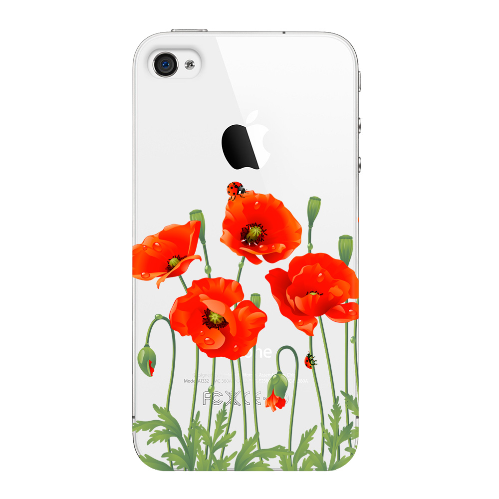 

Чехол Deppa Art Case Flowers маки для Apple iPhone 4/4S + защитная пленка, Красный, Art Case