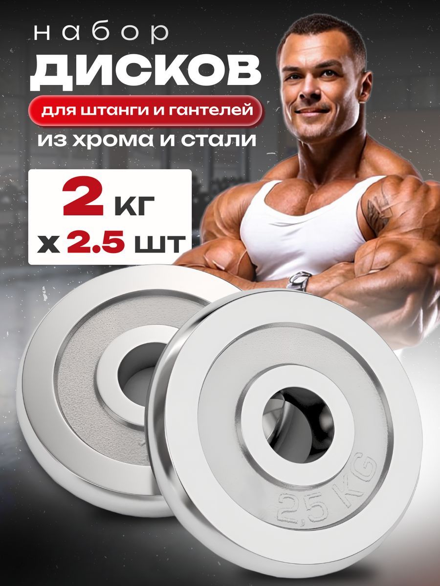 Диски для грифа Fitnesslive 2 шт 2,5 кг хромированные