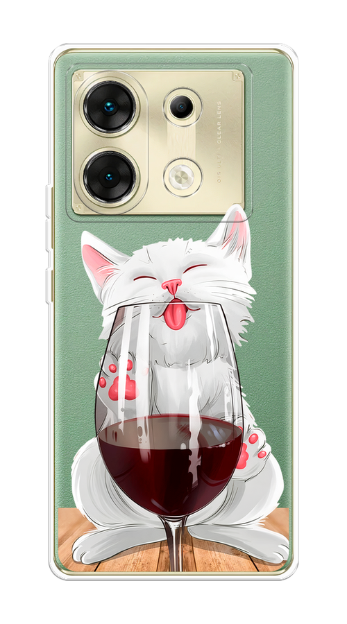 

Чехол на Infinix Zero 30 5G "Кот с бокалом", Прозрачный;белый;красный, 3104950-1