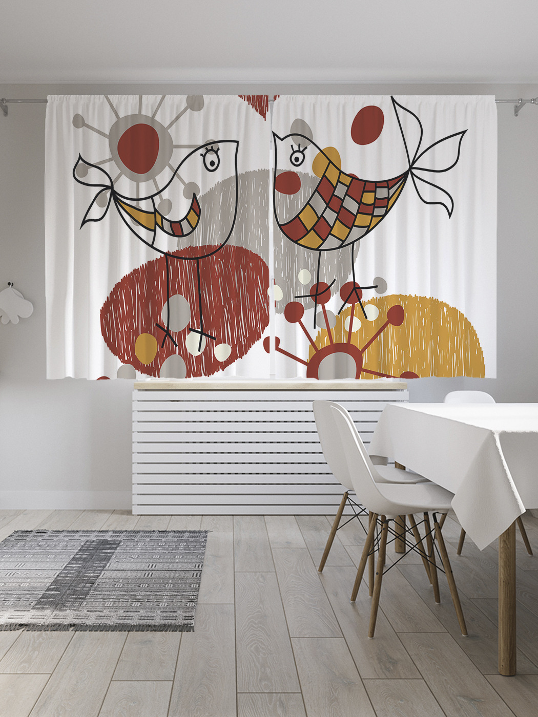 

Шторы с фотопечатью JoyArty "Влюбленные птички" из сатена, 290х180 см