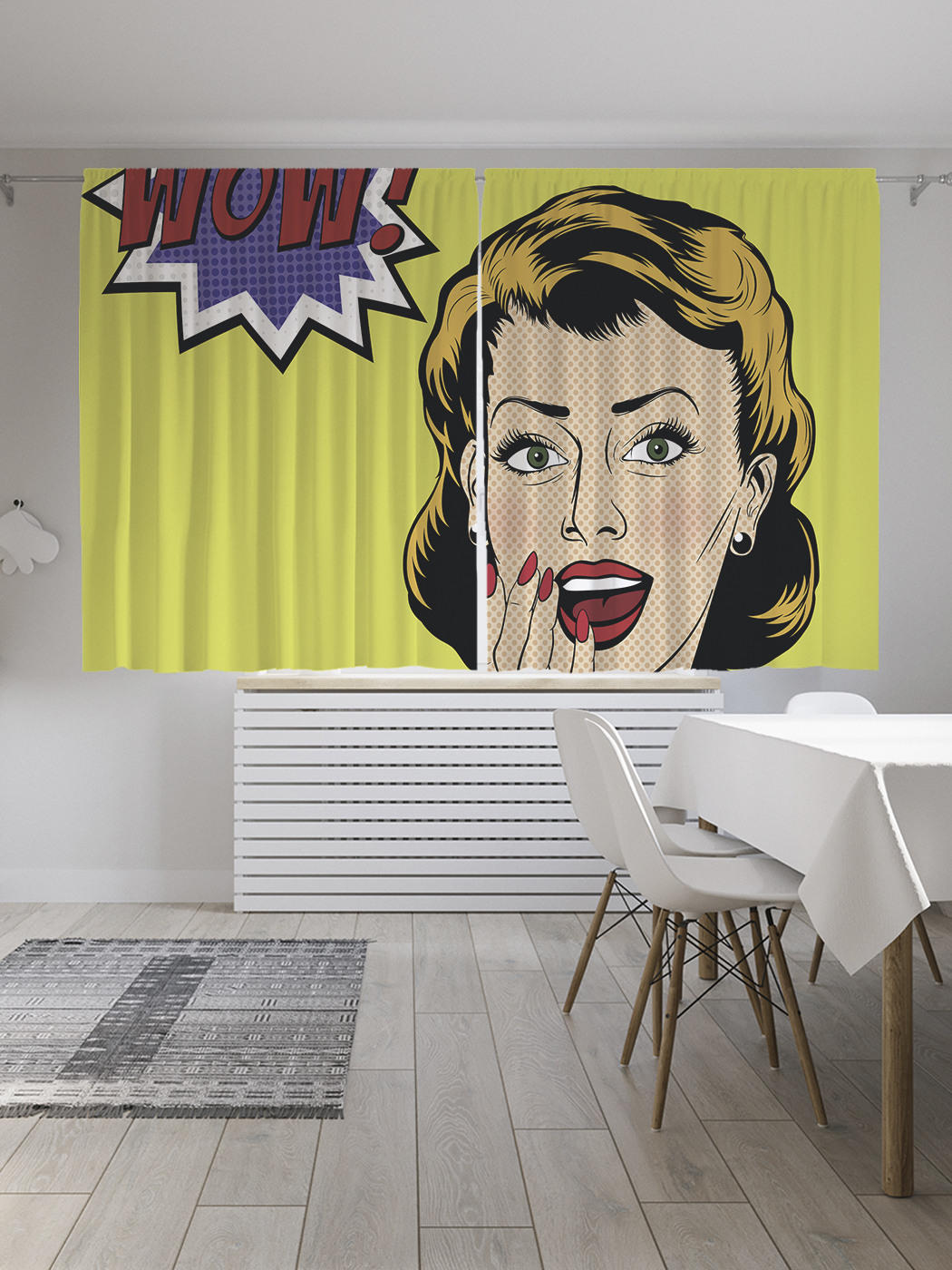 

Шторы с фотопечатью JoyArty "Удивленная женщина" из сатена, 290х180 см