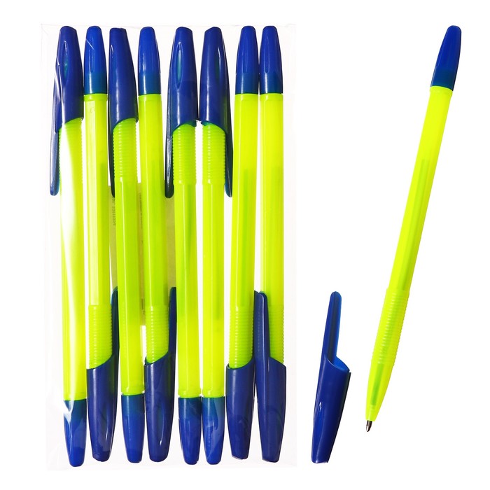 

Набор ручек шариковых 8 шт. LANCER Office Style 820 узел 0.5 синий, корп. желт неон