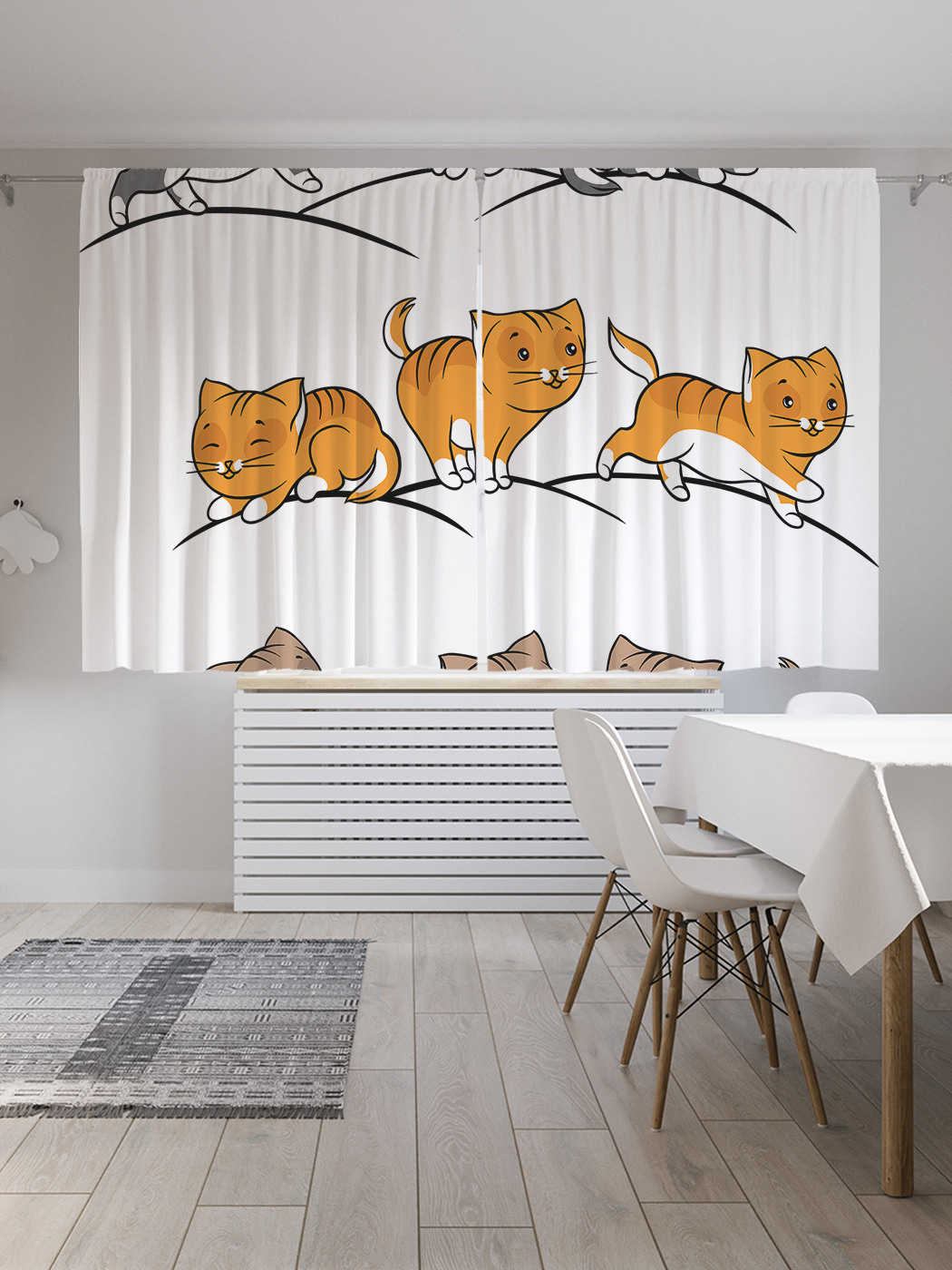 

Шторы с фотопечатью JoyArty "Котовья чехарда" из сатена, 290х180 см