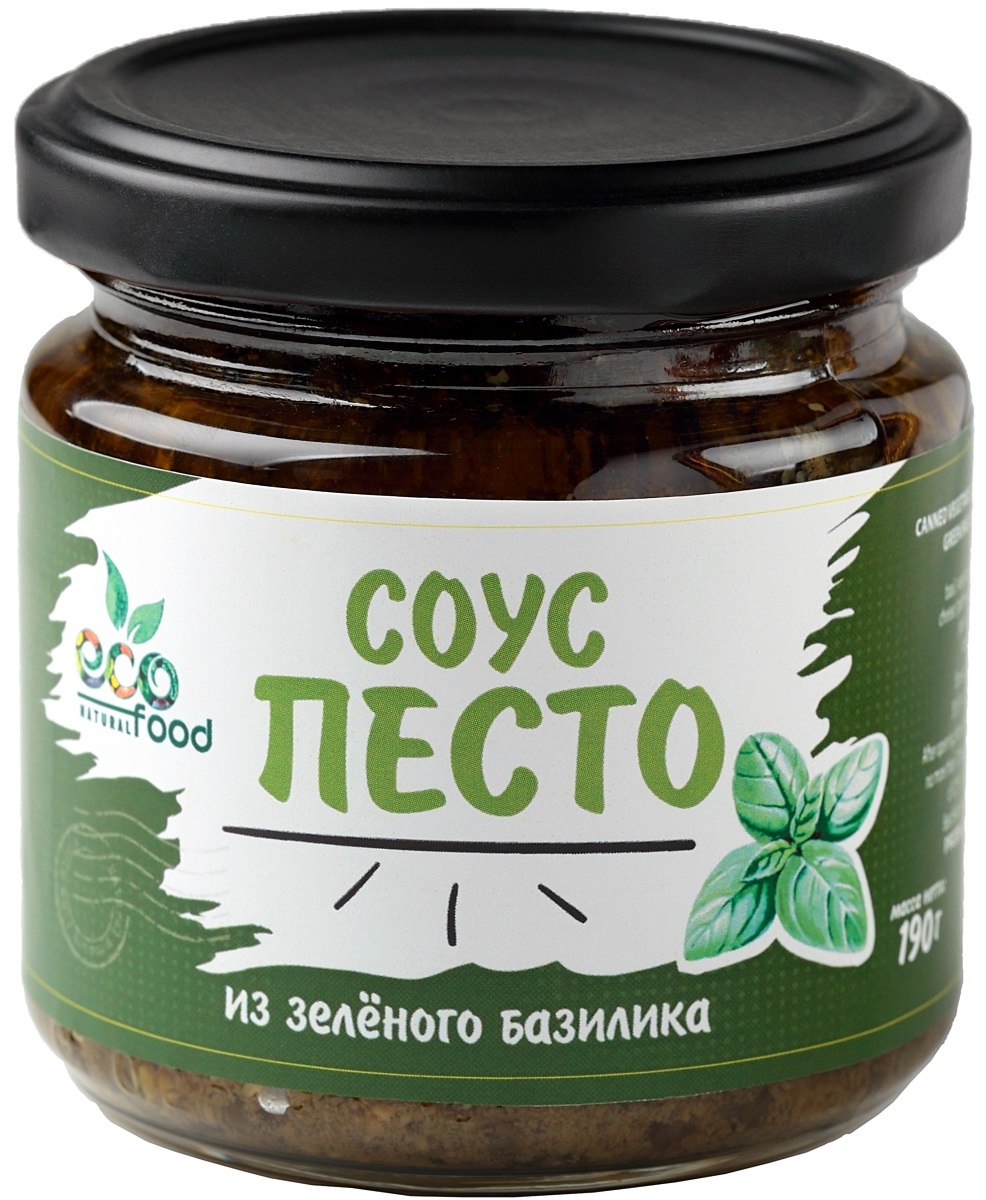 Соус EcoFood песто из зелёного базилика, 190 г