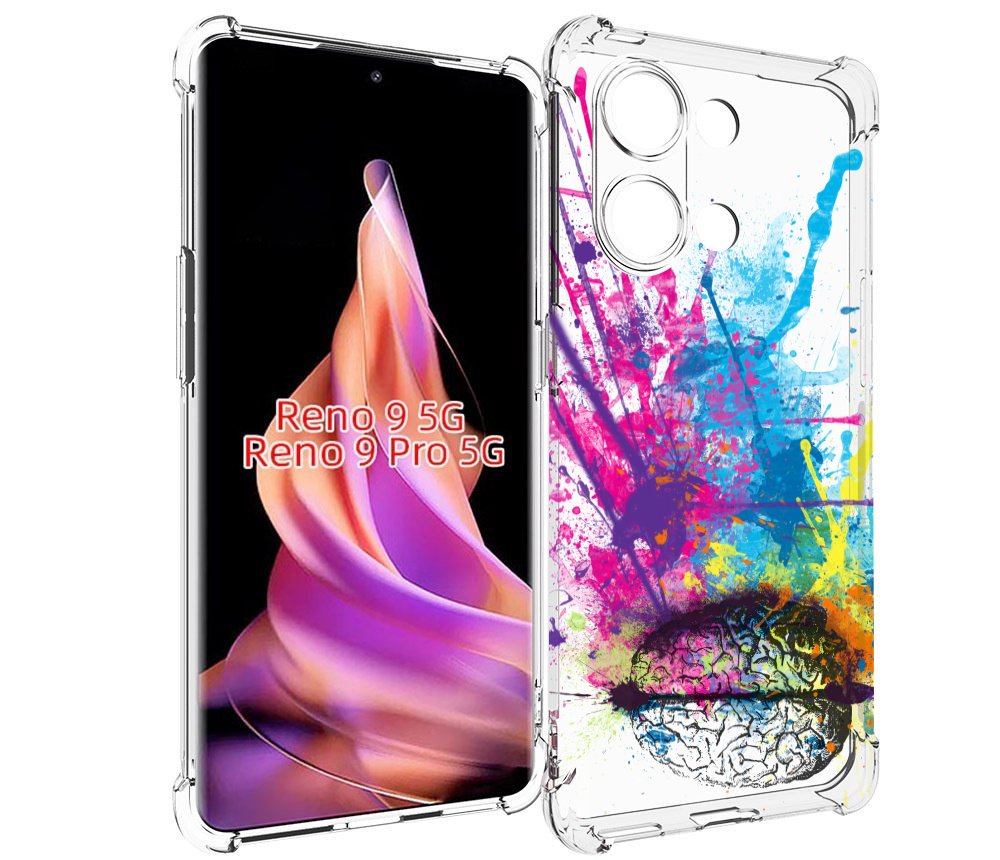 

Чехол MyPads яркий красочный мозг для Oppo Reno 9/Reno 9 Pro, Прозрачный, Tocco