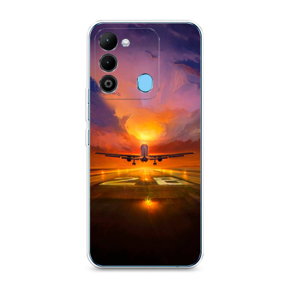 

Чехол на Tecno Spark Go 2022 "Самолет на посадке", Оранжевый;синий, 302850-6