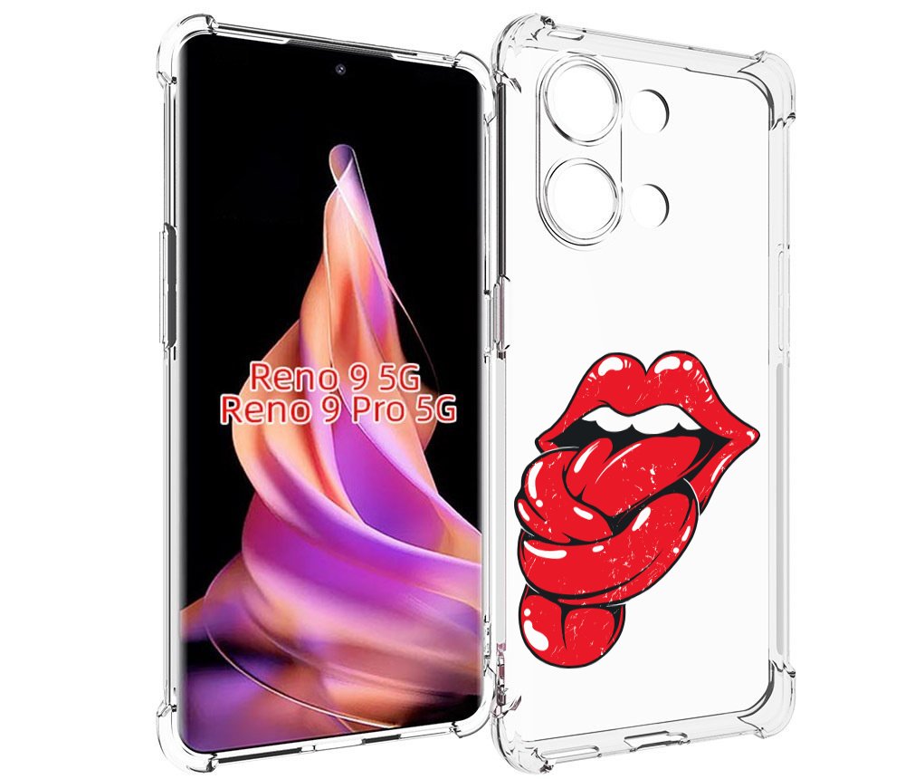 

Чехол MyPads яркие губы с языком для Oppo Reno 9/Reno 9 Pro, Прозрачный, Tocco