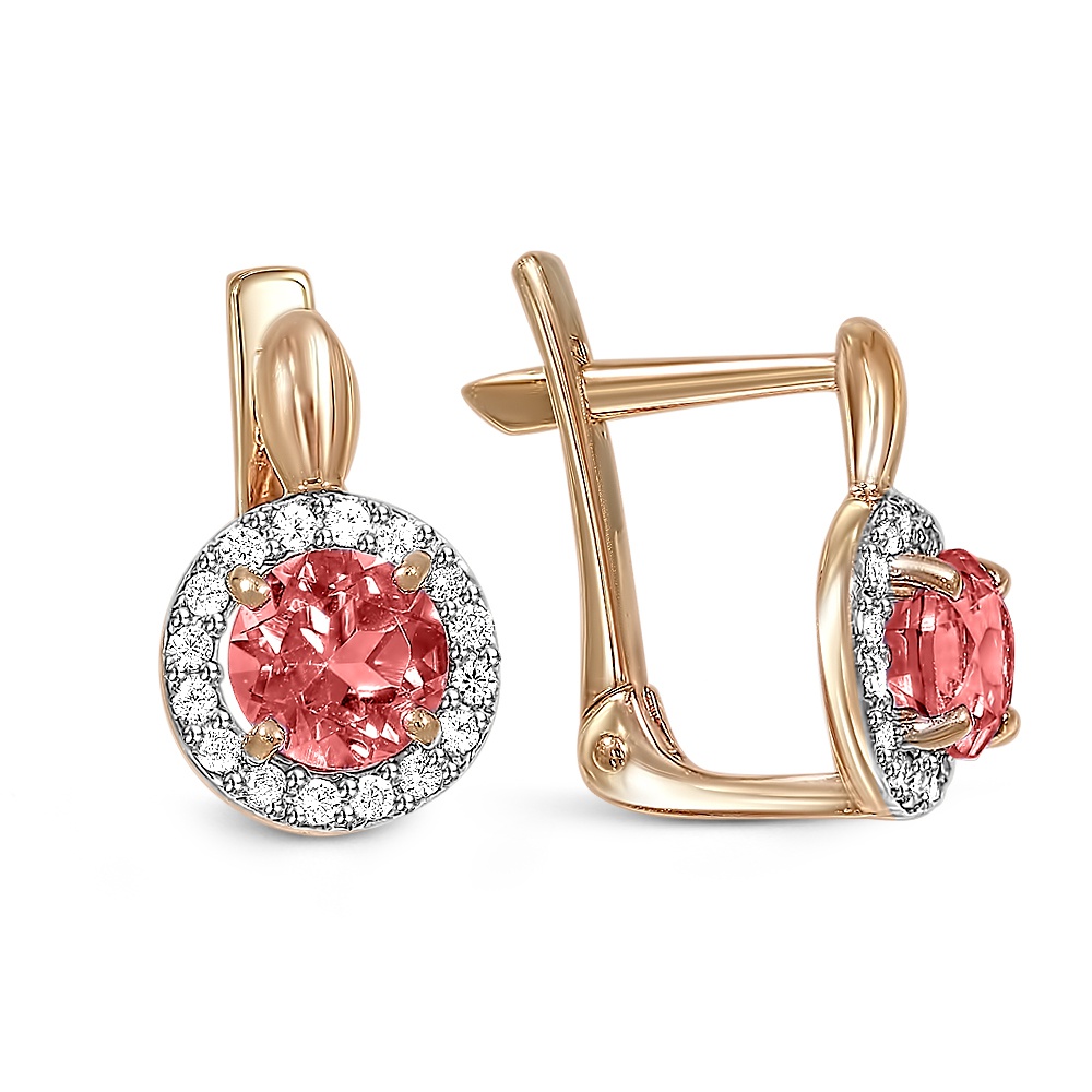 

Серьги из красного золота 585Gold 202008402, гранат/фианит, 202008402