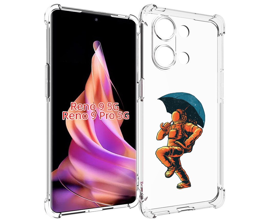 

Чехол MyPads шагающий космонавт с зонтом для Oppo Reno 9/Reno 9 Pro, Прозрачный, Tocco