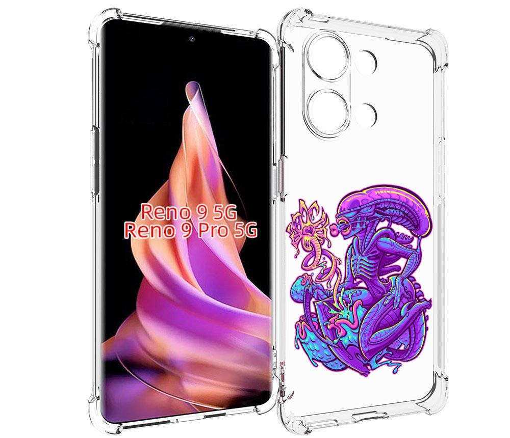

Чехол MyPads чужой фиолетовый цвет для Oppo Reno 9/Reno 9 Pro, Прозрачный, Tocco