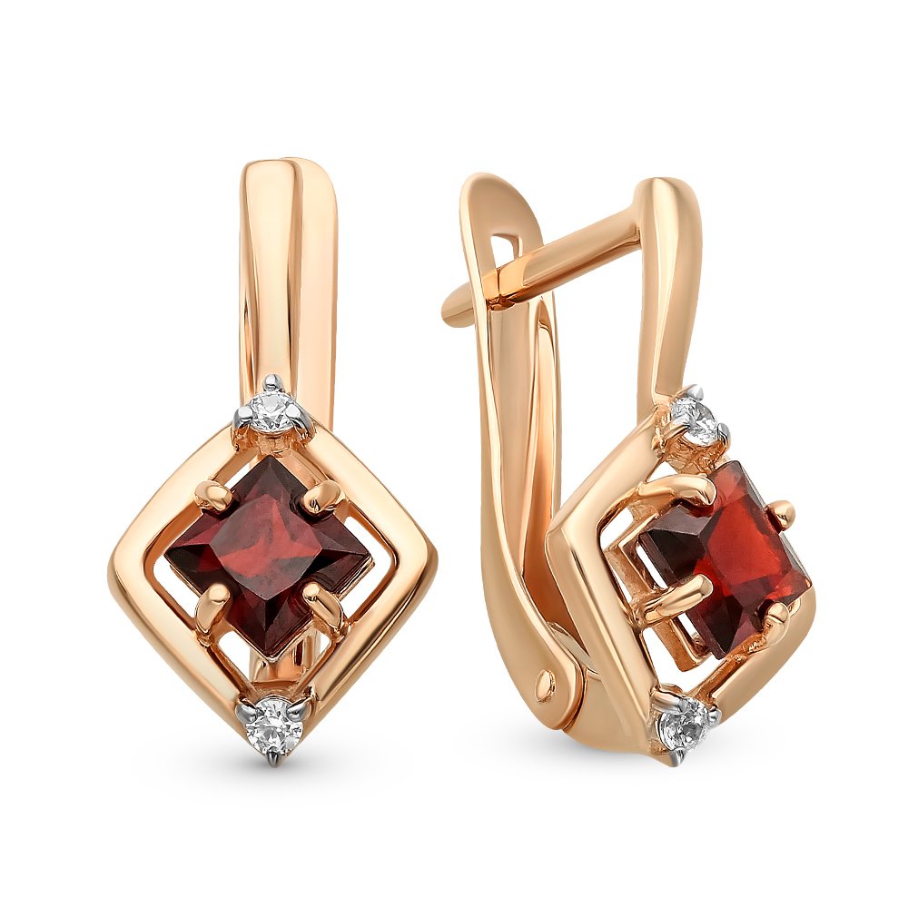 

Серьги из красного золота с гранатом, фианитом 585Gold 202007881, 202007881