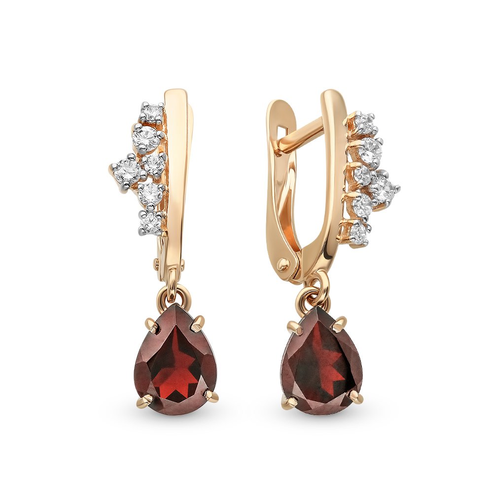

Серьги из красного золота с гранатом, фианитом 585Gold 202007920, 202007920