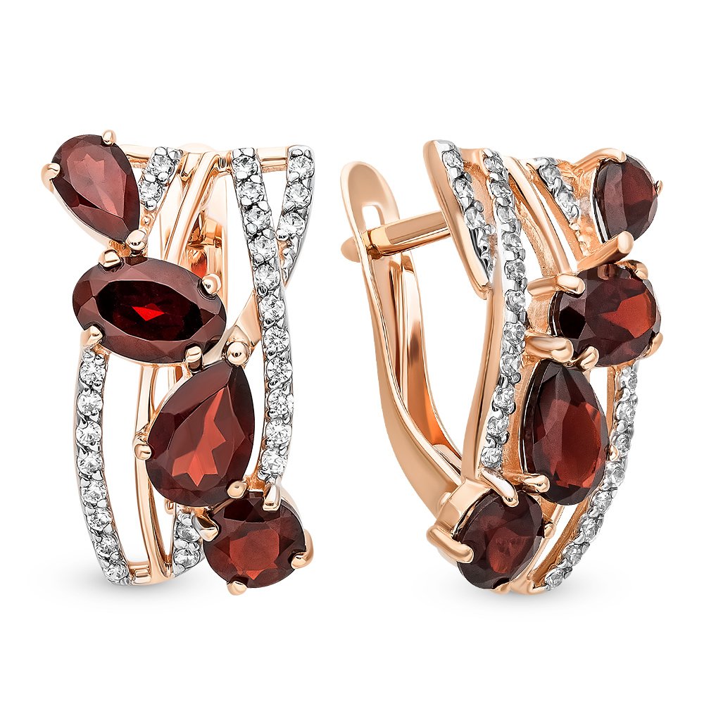 

Серьги из красного золота с гранатом, фианитом 585Gold 202007886, 202007886