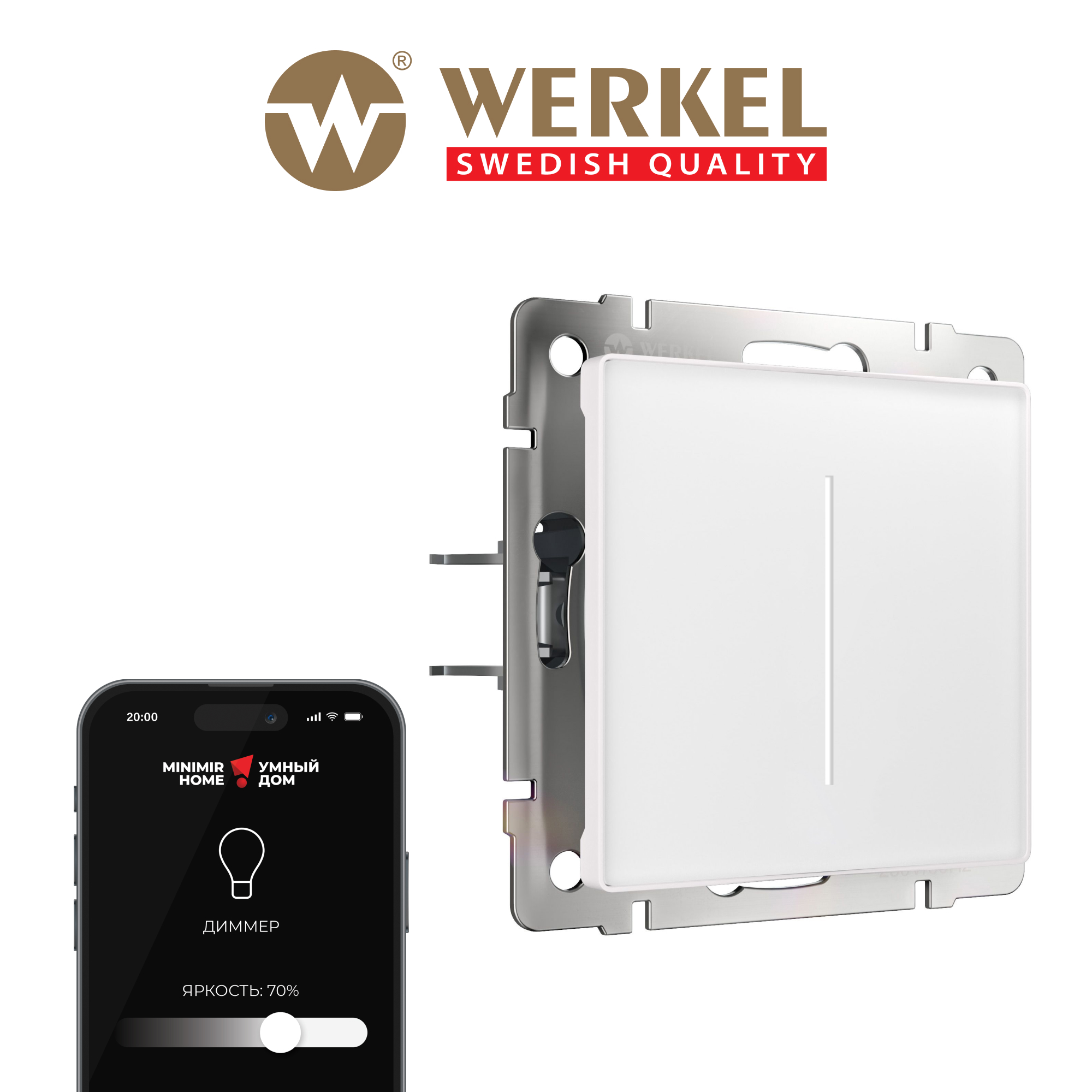 

Умный сенсорный диммер, выключатель Werkel W3443101 белый MinimirHome, Умный сенсорный диммер