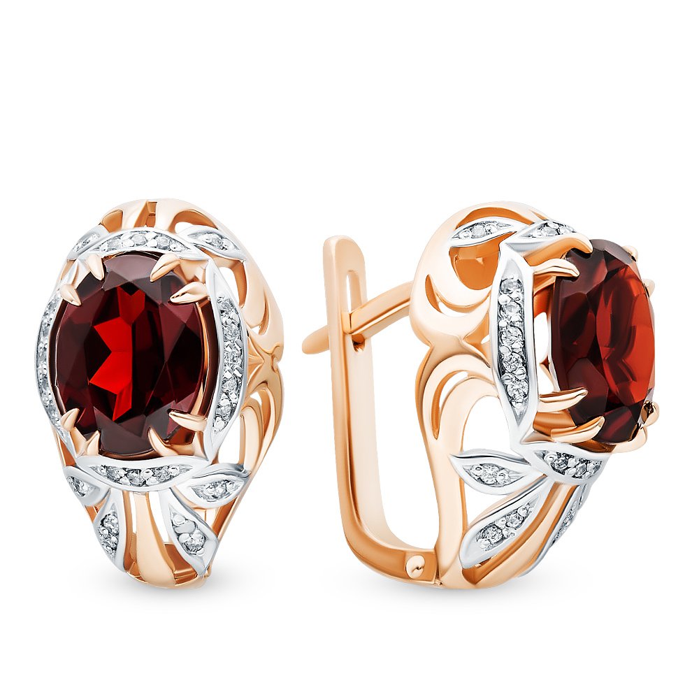 

Серьги из красного золота с гранатом, фианитом 585Gold 202007876, 202007876