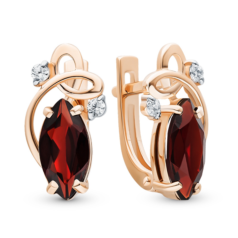

Серьги из красного золота с гранатом, фианитом 585Gold 202007872, 202007872
