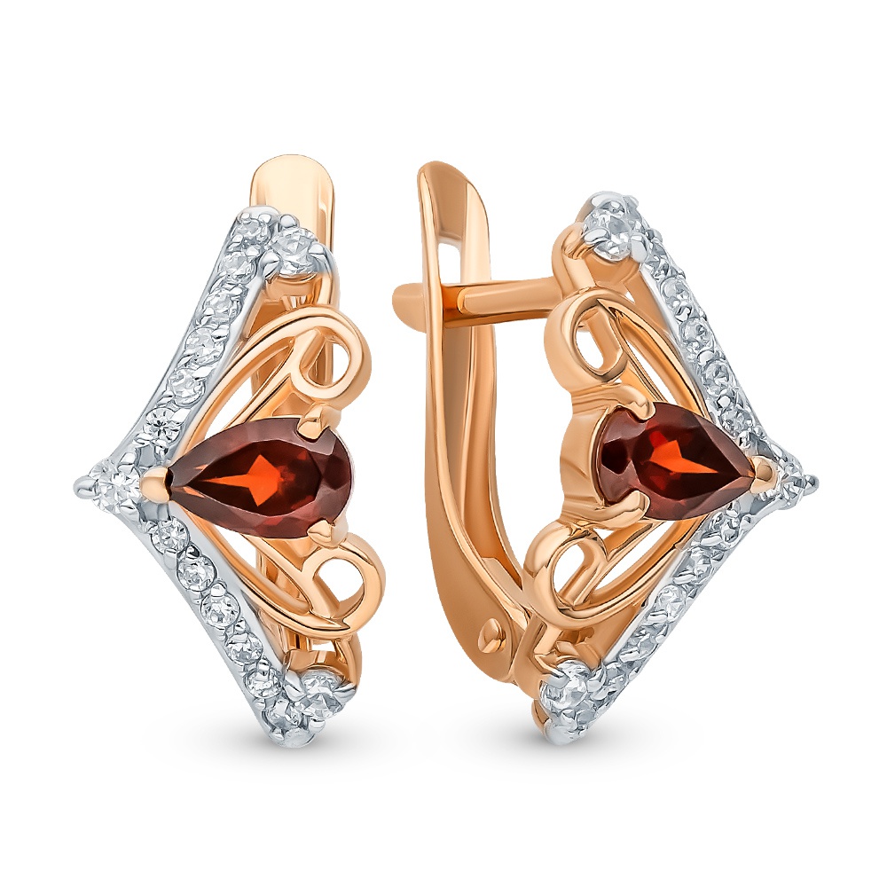 

Серьги из красного золота с гранатом, фианитом 585Gold 102006904, 102006904