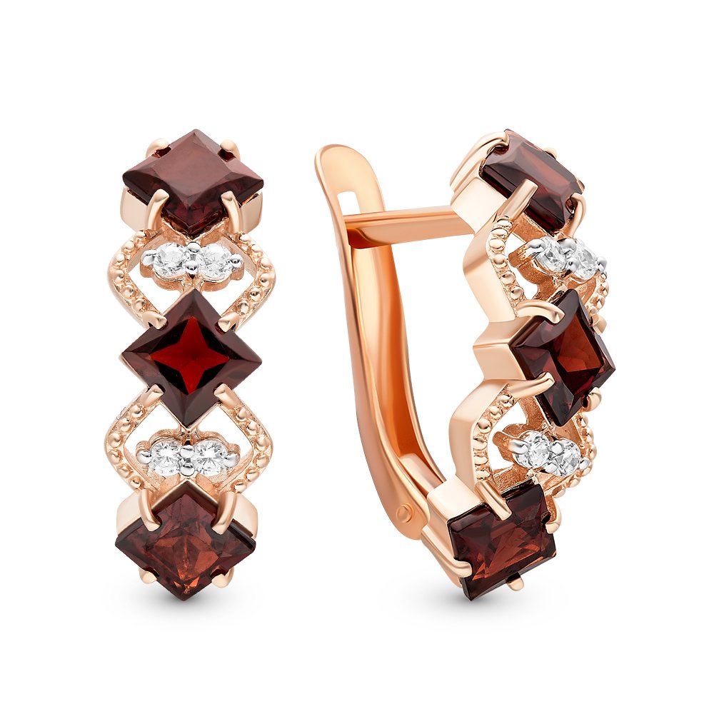 

Серьги из красного золота с гранатом, фианитом 585Gold 102006881, 102006881