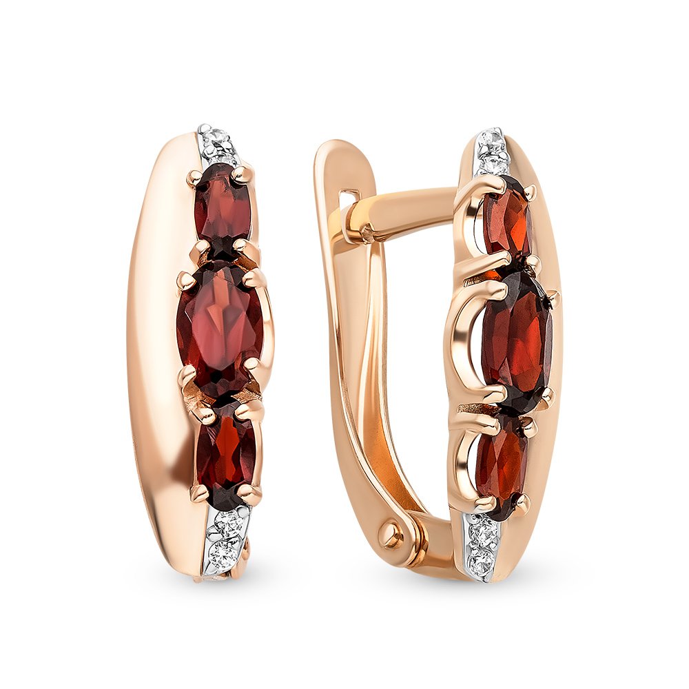 

Серьги из красного золота с гранатом, фианитом 585Gold 102006896, 102006896