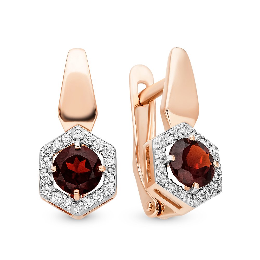 

Серьги из красного золота с гранатом, фианитом 585Gold 102006899, 102006899