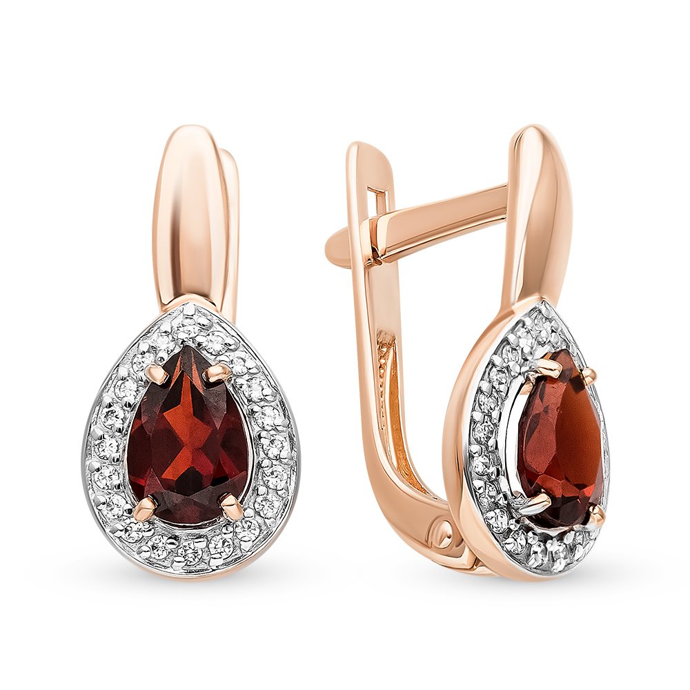 

Серьги из красного золота с гранатом, фианитом 585Gold 102006823, 102006823