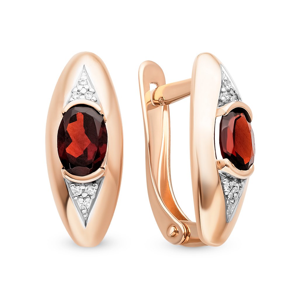 

Серьги из красного золота с гранатом, фианитом 585Gold 102006869, 102006869