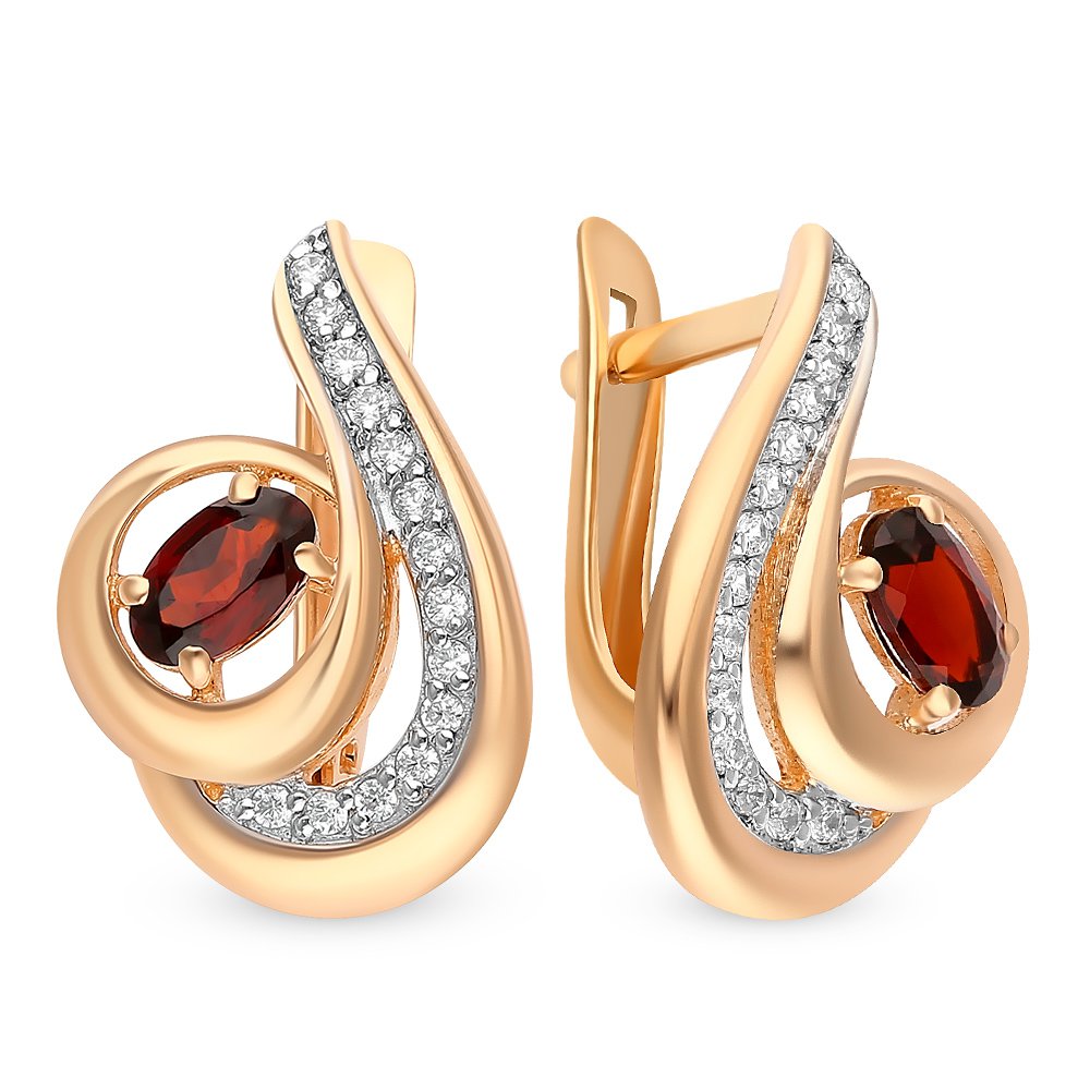 

Серьги из красного золота с гранатом, фианитом 585Gold 202007777, 202007777