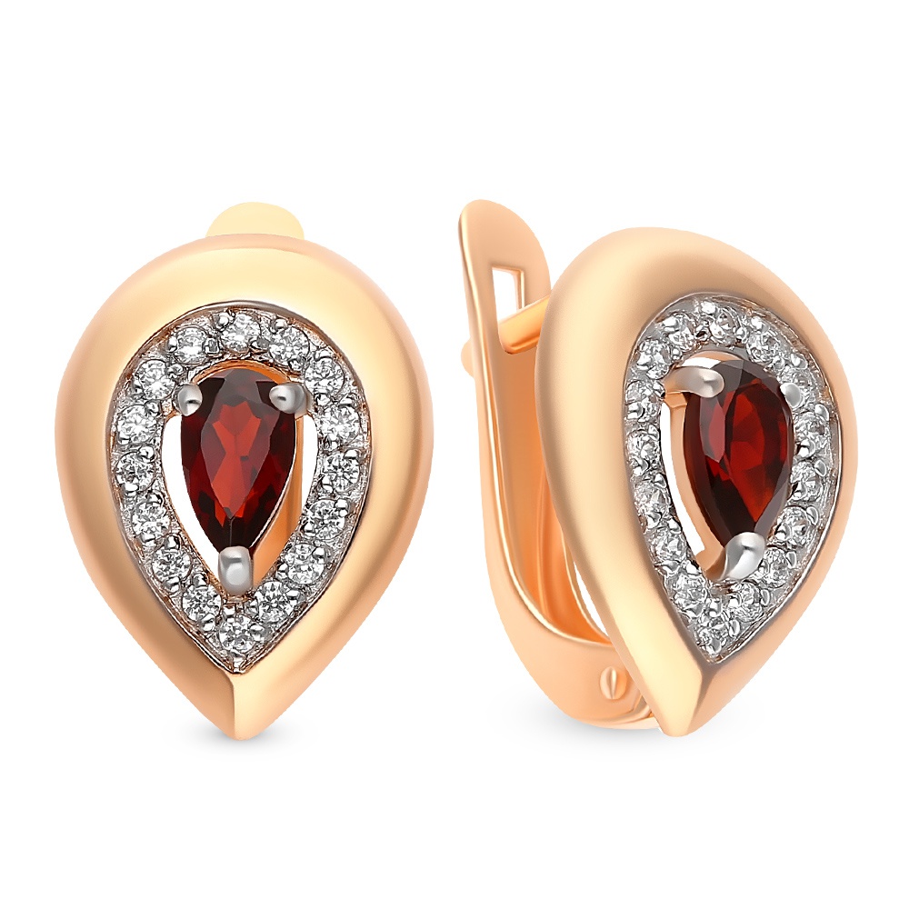 

Серьги из красного золота с гранатом, фианитом 585Gold 202007841, 202007841