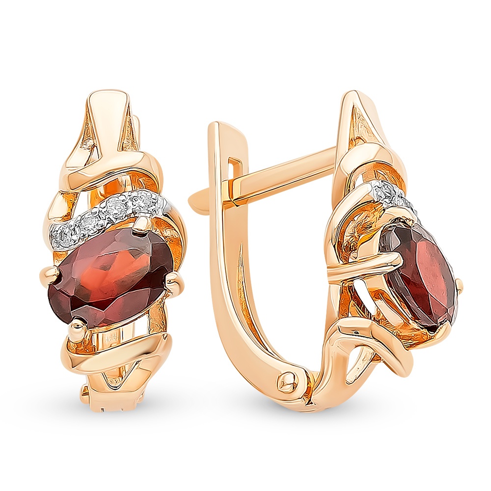

Серьги из красного золота с гранатом, фианитом 585Gold 202007745, 202007745