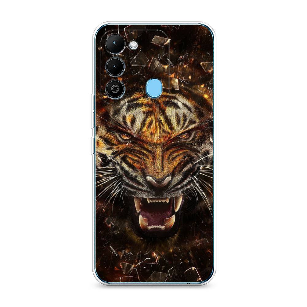 

Чехол на Tecno Spark Go 2022 "Тигр осколки", Оранжевый;серый;черный, 302850-1
