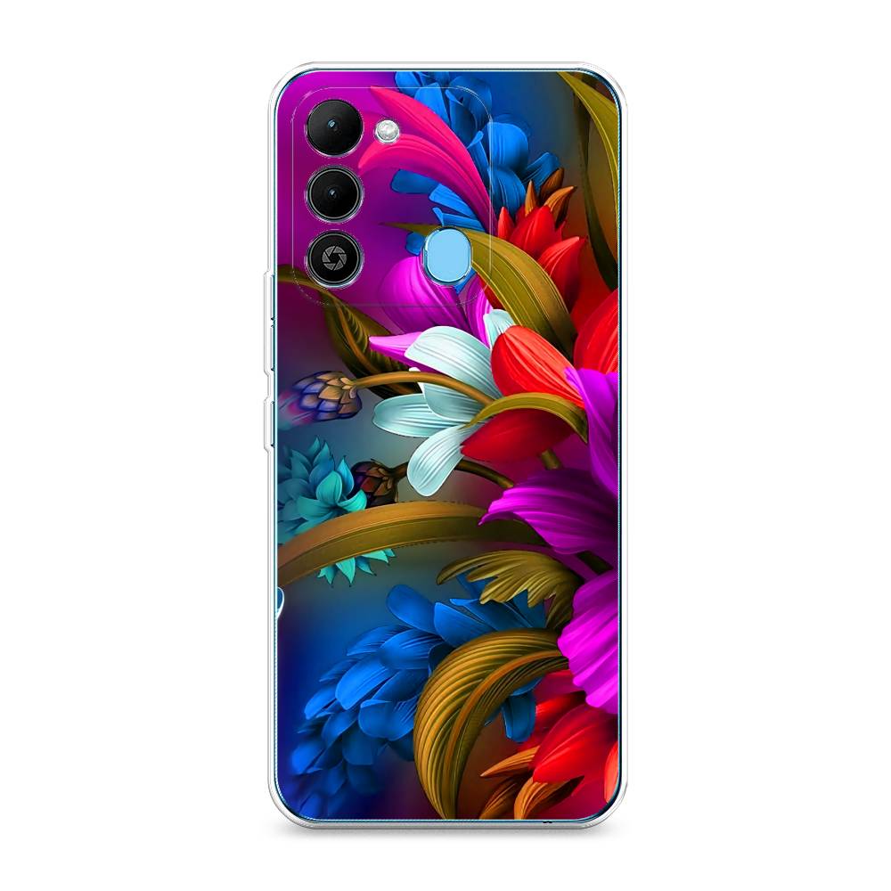 

Чехол на Tecno Spark Go 2022 "Фантастические цветы", Фиолетовый;красный;синий, 302850-2