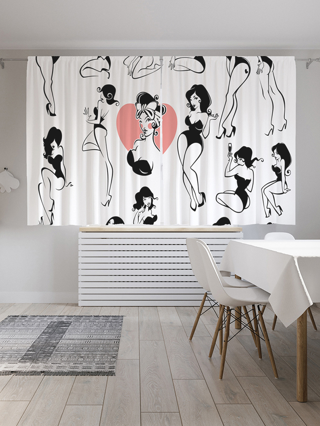 

Шторы с фотопечатью JoyArty "Модельные позы" из сатена, 290х180 см