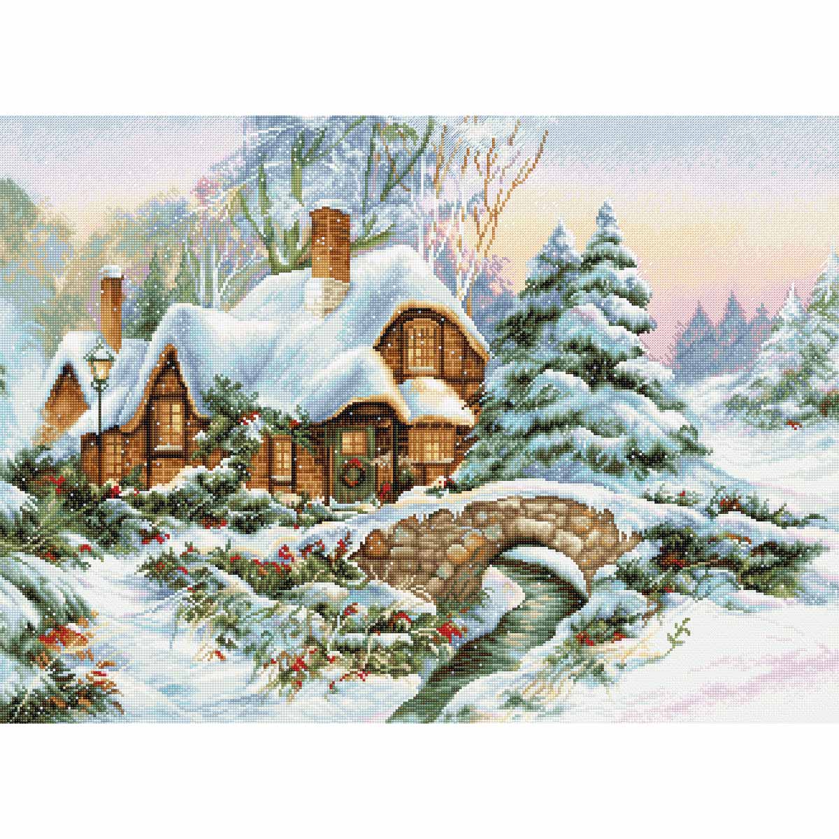 фото Набор для вышивания luca-s 'зимний домик', bu5001, 47*34 см