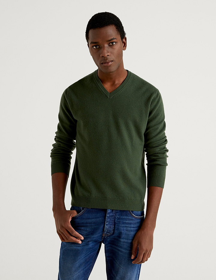 

Пуловер мужской United Colors of Benetton 21A_1002U4407 зеленый 2XL, 21A_1002U4407