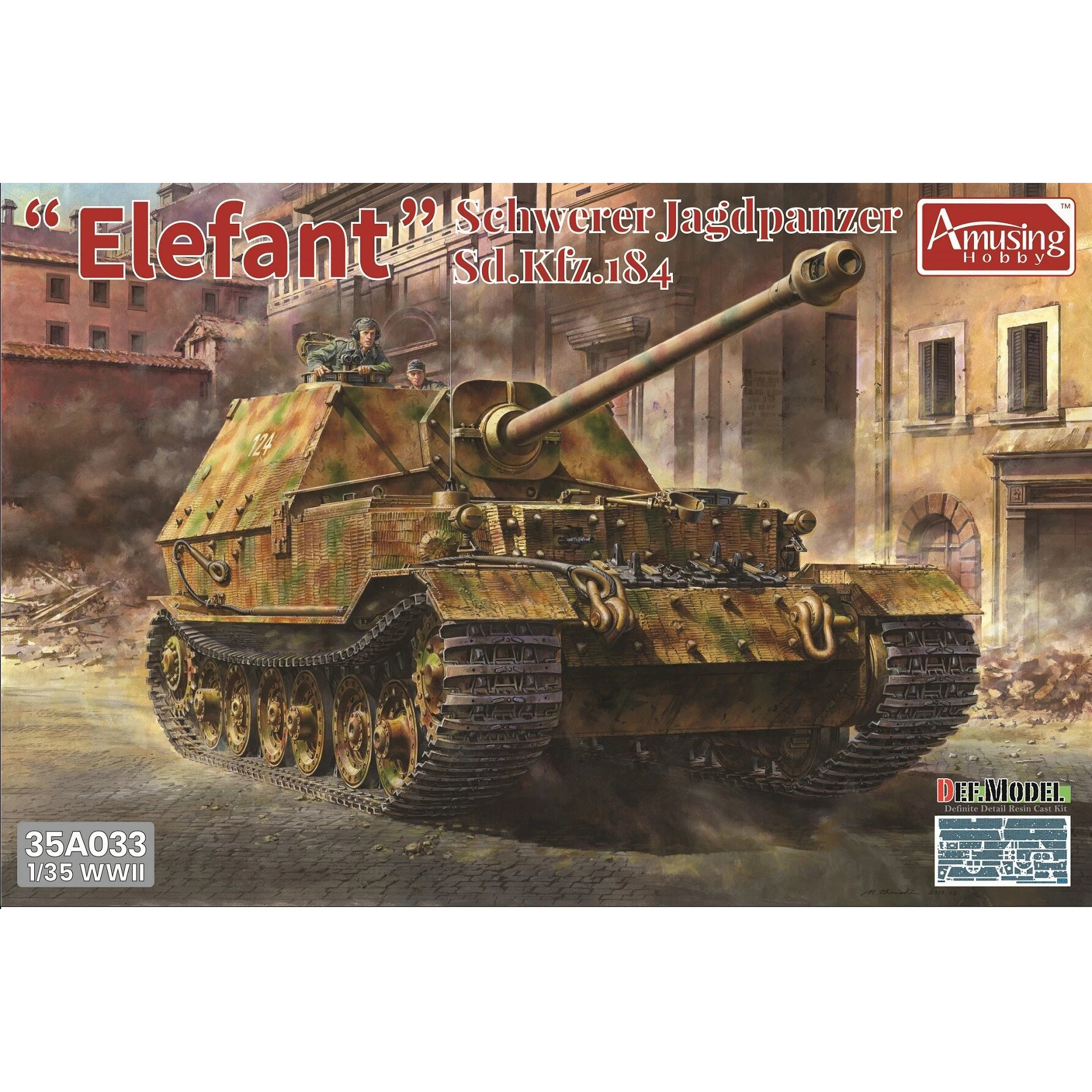 фото Сборная модель 35a033 amusing hobby 1/35 самоходное орудие elefant (интерьер + циммерит)