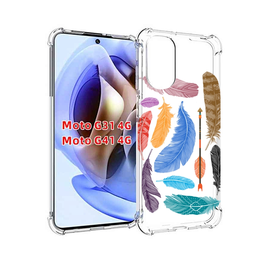 

Чехол MyPads разноцветные перья для Motorola Moto G31 4G / G41 4G, Прозрачный, Tocco