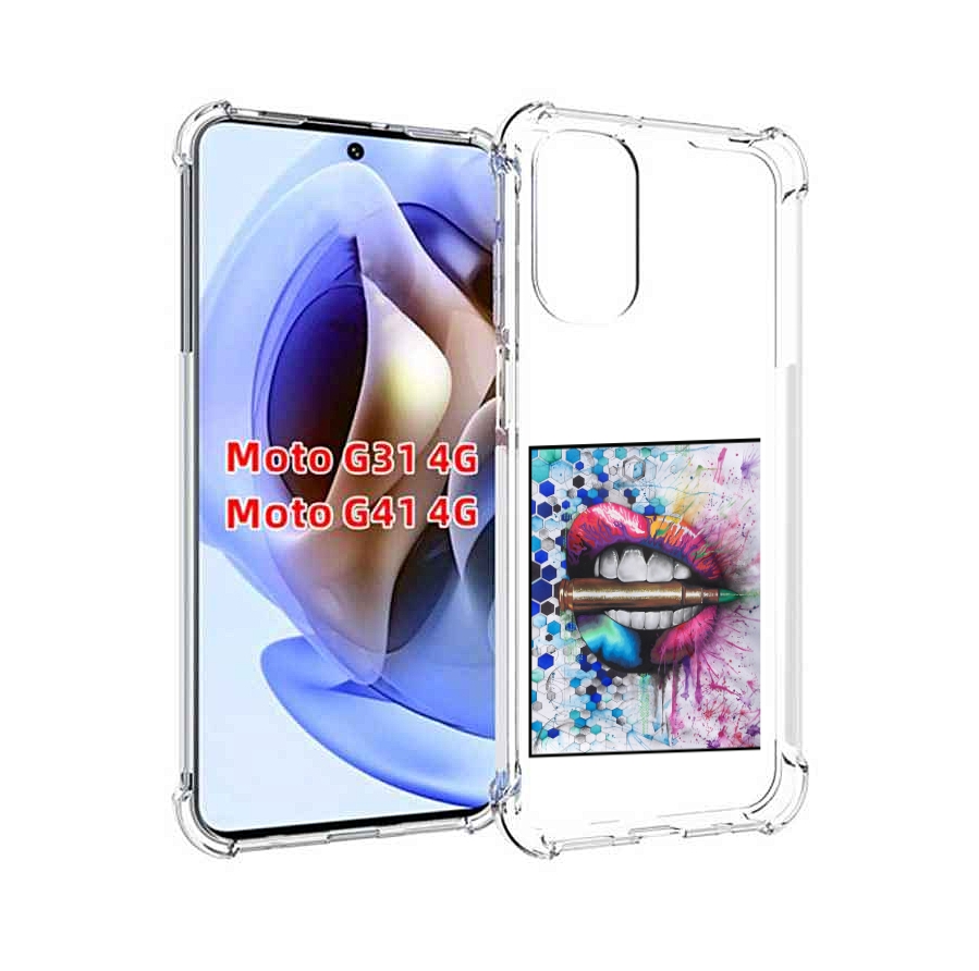 

Чехол MyPads разноцветные губы с пулей для Motorola Moto G31 4G / G41 4G, Прозрачный, Tocco
