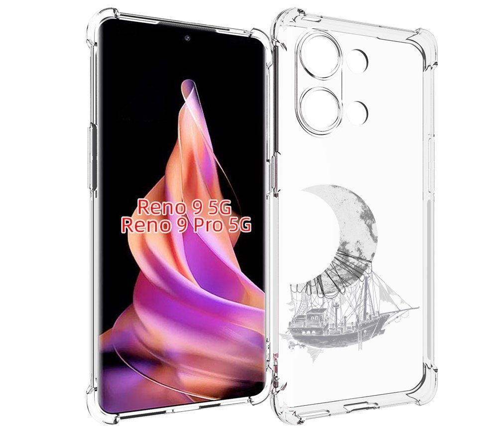 

Чехол MyPads черно белый корабль полумесяц для Oppo Reno 9/Reno 9 Pro, Прозрачный, Tocco