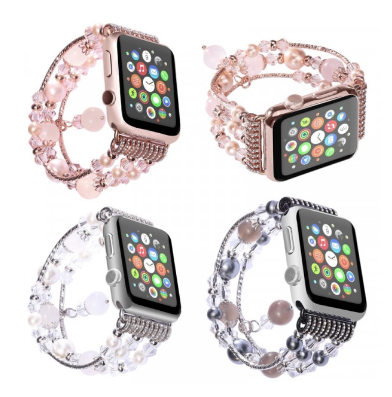 

Сменный браслет металлический для Apple Watch 38mm бусы, Прозрачный
