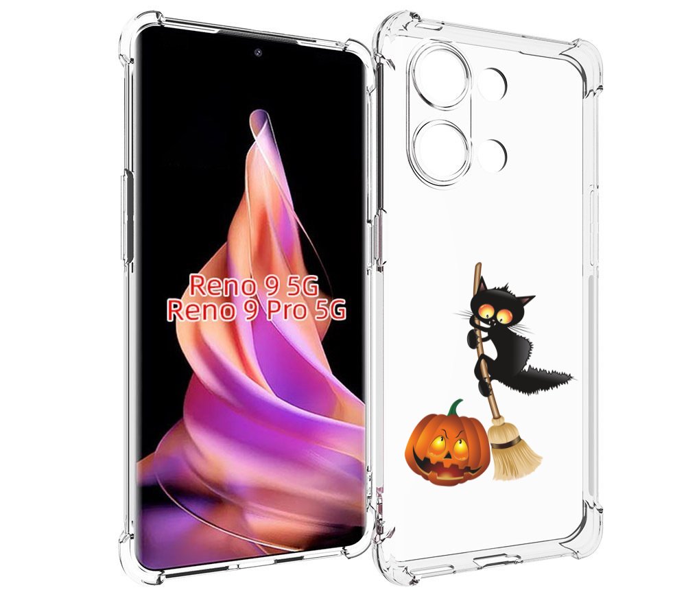 

Чехол MyPads хэлуинский котик для Oppo Reno 9/Reno 9 Pro, Прозрачный, Tocco