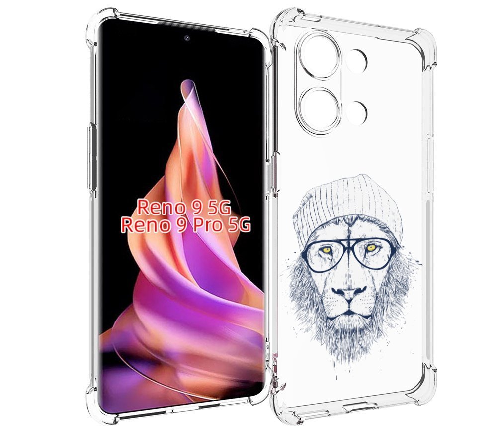 

Чехол MyPads хиппи лев для Oppo Reno 9/Reno 9 Pro, Прозрачный, Tocco