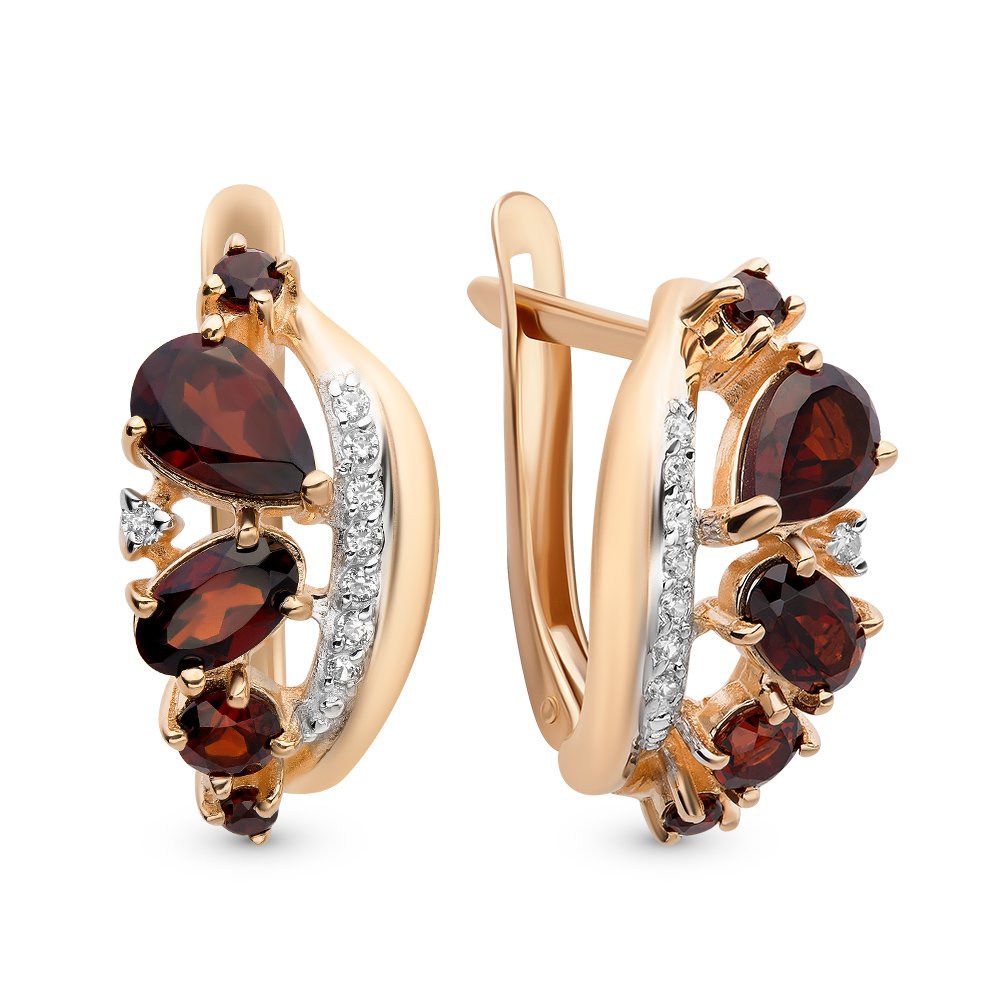 

Серьги из красного золота с гранатом, фианитом 585Gold 202007761, 202007761