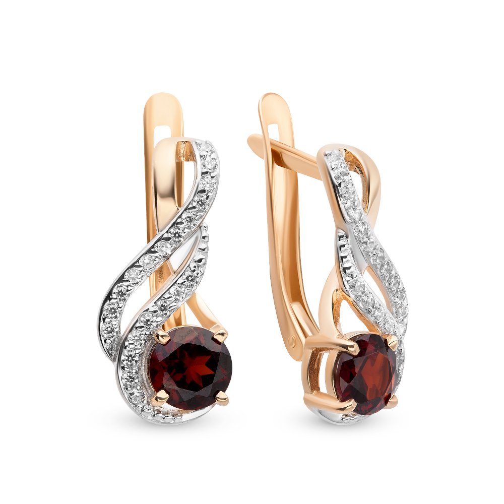 

Серьги из красного золота с гранатом, фианитом 585Gold 202007721, 202007721