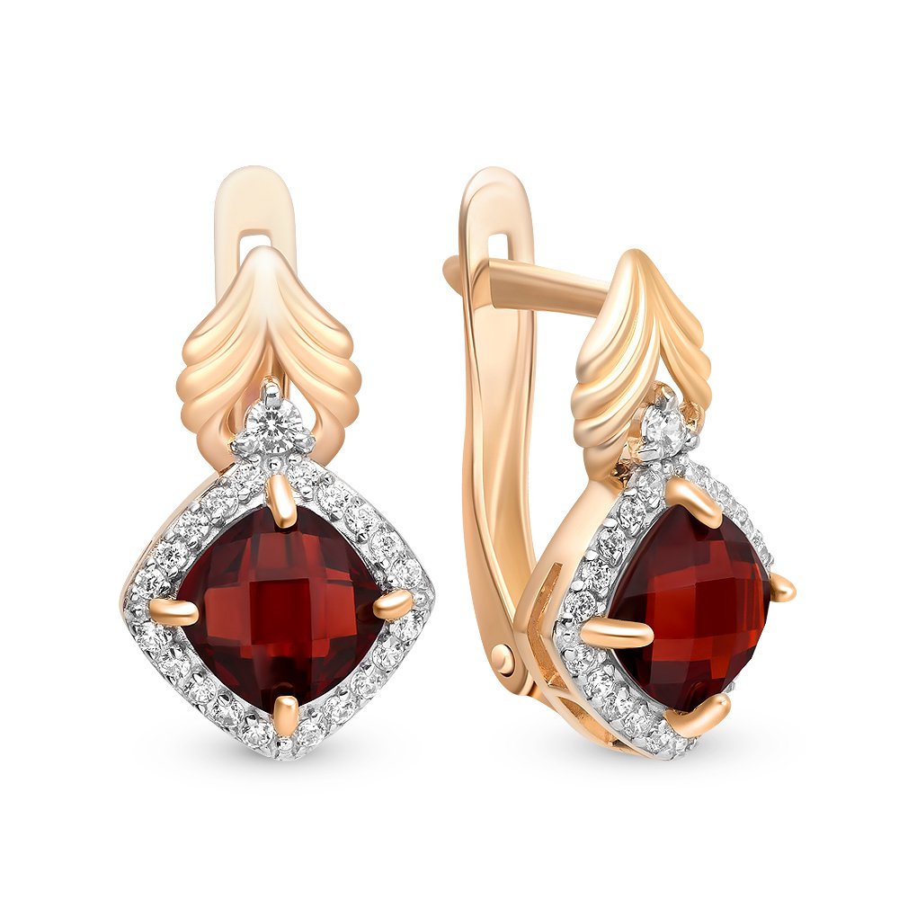 

Серьги из красного золота с гранатом, фианитом 585Gold 202007232, 202007232