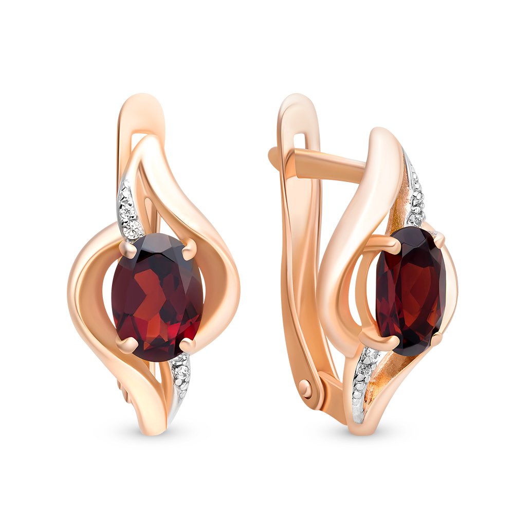 

Серьги из красного золота с гранатом, фианитом 585Gold 202007229, 202007229